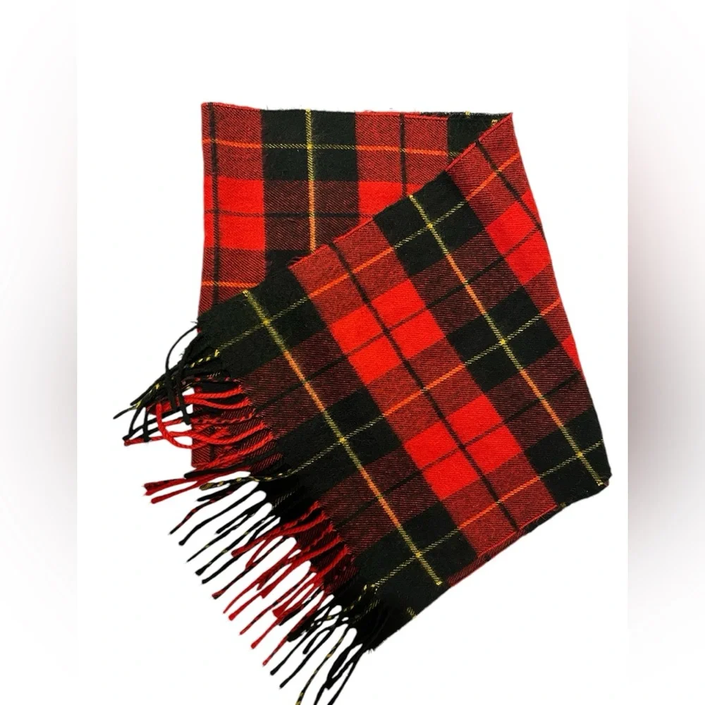 Christian Dior Red Black Cashmere Winter Lightweight Scarf Scarves Fringe EUC